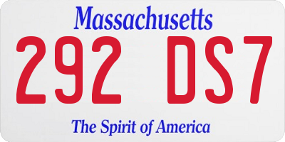 MA license plate 292DS7