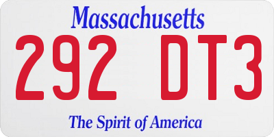 MA license plate 292DT3
