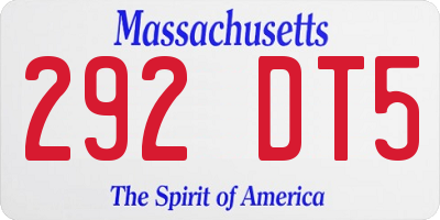 MA license plate 292DT5