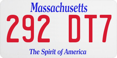 MA license plate 292DT7