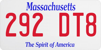 MA license plate 292DT8