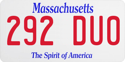 MA license plate 292DU0