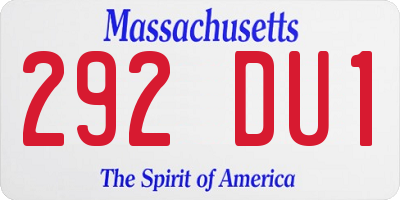 MA license plate 292DU1