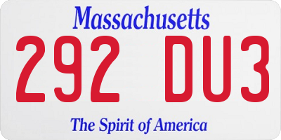 MA license plate 292DU3