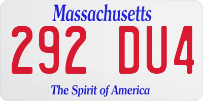 MA license plate 292DU4