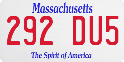 MA license plate 292DU5
