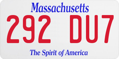 MA license plate 292DU7