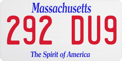 MA license plate 292DU9
