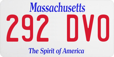 MA license plate 292DV0