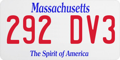 MA license plate 292DV3