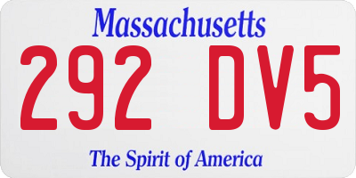 MA license plate 292DV5