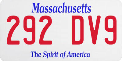 MA license plate 292DV9
