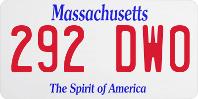 MA license plate 292DW0