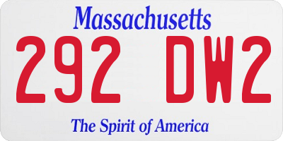 MA license plate 292DW2