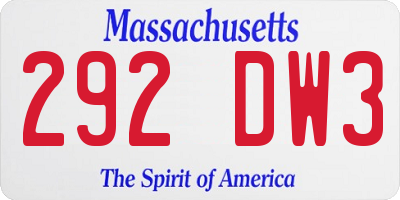 MA license plate 292DW3