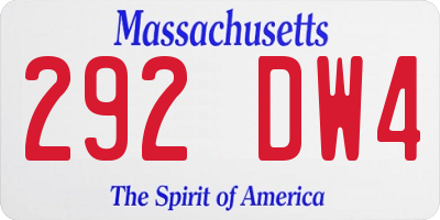 MA license plate 292DW4