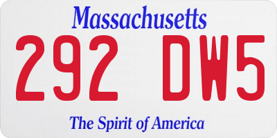 MA license plate 292DW5