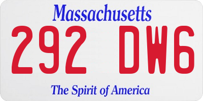 MA license plate 292DW6