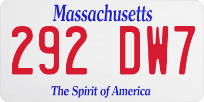 MA license plate 292DW7