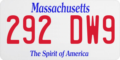 MA license plate 292DW9