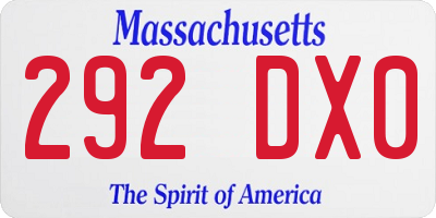MA license plate 292DX0