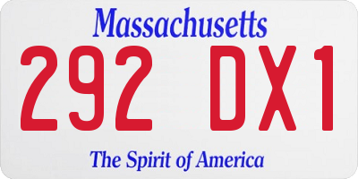 MA license plate 292DX1