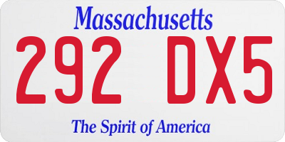 MA license plate 292DX5