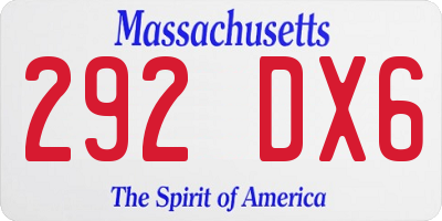 MA license plate 292DX6