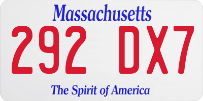 MA license plate 292DX7