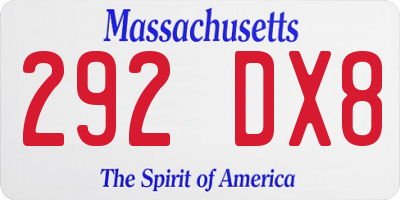 MA license plate 292DX8