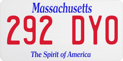 MA license plate 292DY0