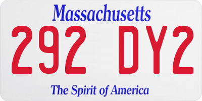 MA license plate 292DY2