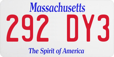 MA license plate 292DY3