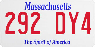 MA license plate 292DY4