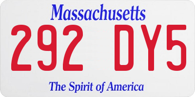MA license plate 292DY5