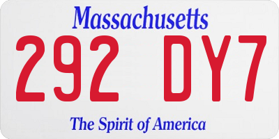MA license plate 292DY7