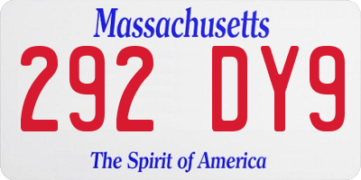 MA license plate 292DY9