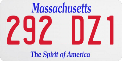 MA license plate 292DZ1