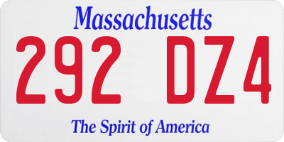 MA license plate 292DZ4