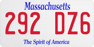 MA license plate 292DZ6