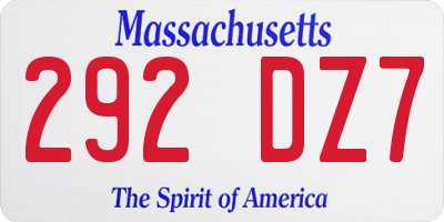 MA license plate 292DZ7