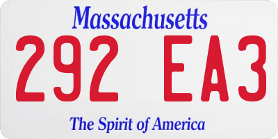 MA license plate 292EA3
