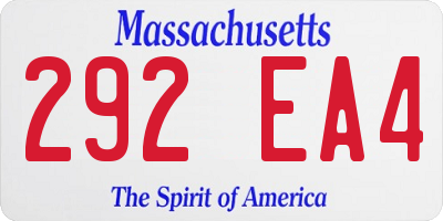 MA license plate 292EA4