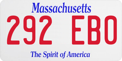 MA license plate 292EB0