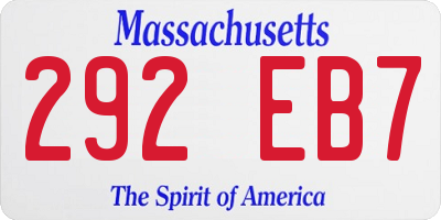 MA license plate 292EB7