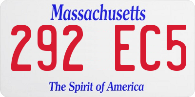MA license plate 292EC5
