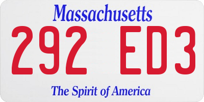 MA license plate 292ED3