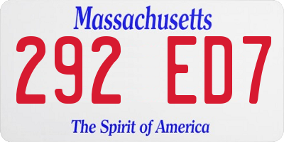 MA license plate 292ED7