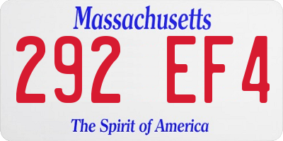 MA license plate 292EF4