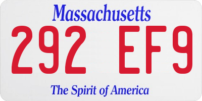 MA license plate 292EF9